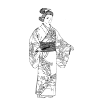 A coloring page of japanese clothing